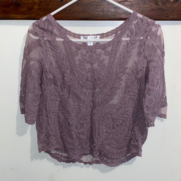 Purple sheer lace top. Size S. - Picture 2 of 4